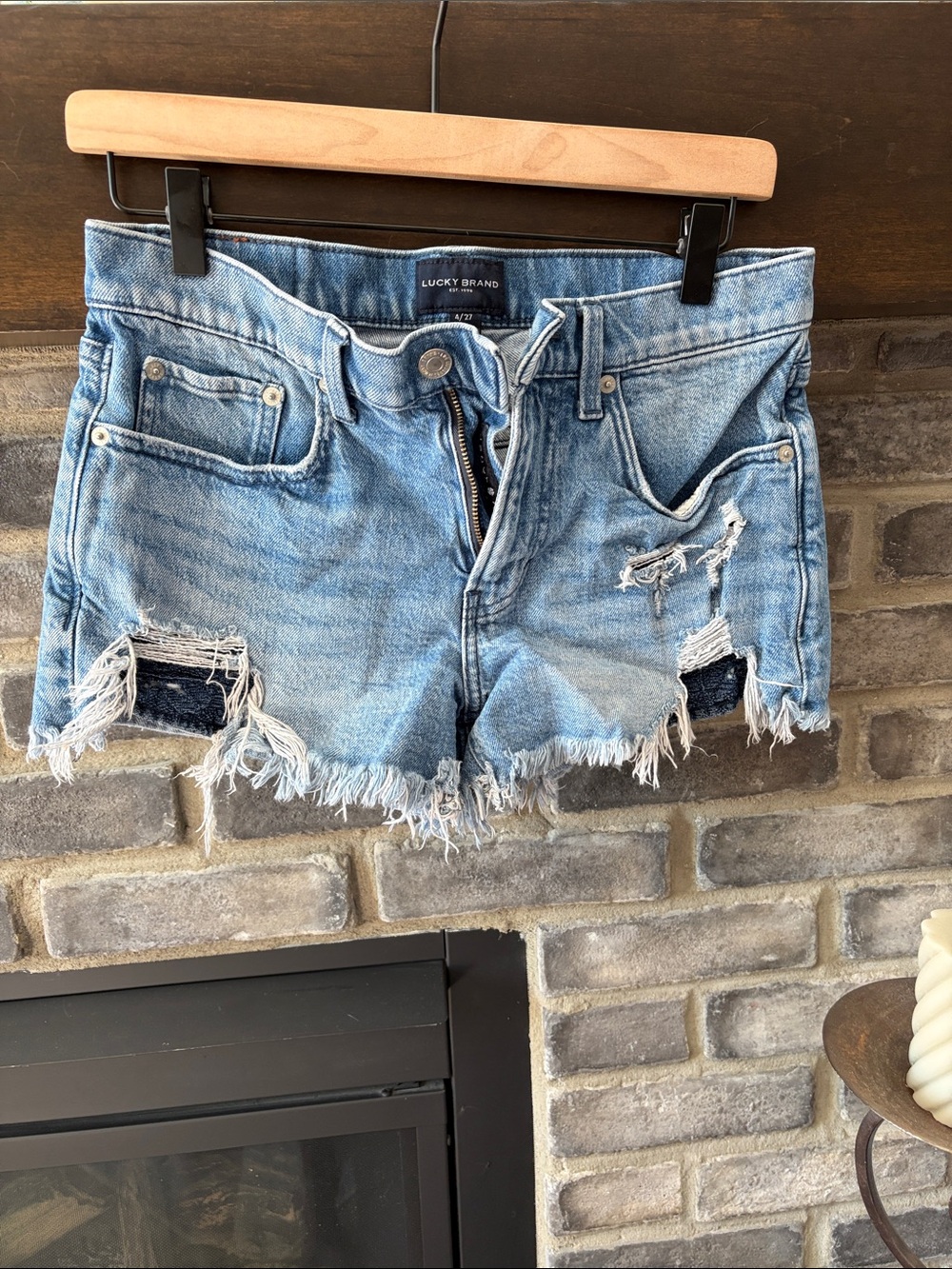 Lucky Brand Light Wash Distressed Denim Cutoff Shorts